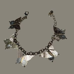 Tri-Color Metal Mesh Butterfly Bracelet
